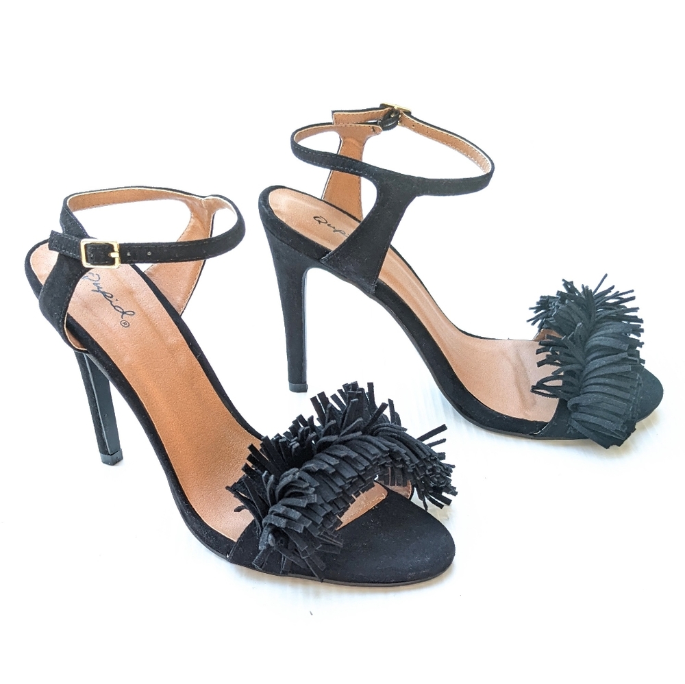 QUPID black ankle strap stiletto heel sandals size 9
